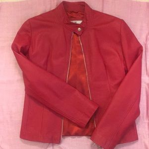 Red leather jacket